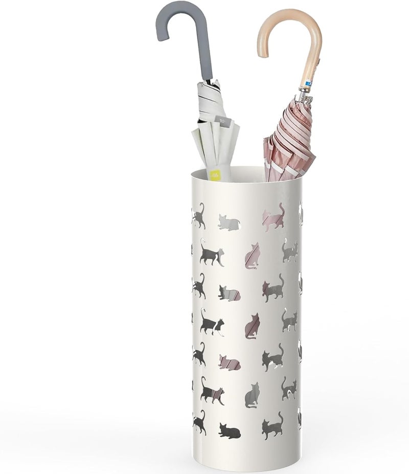 Mango Steam Round Cat Parade Umbrella Stand 22" Tall, White - Image 1