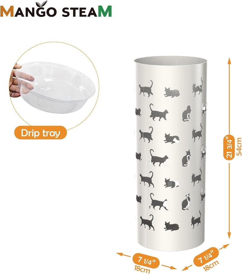 Mango Steam Round Cat Parade Umbrella Stand 22" Tall, White - Image 3