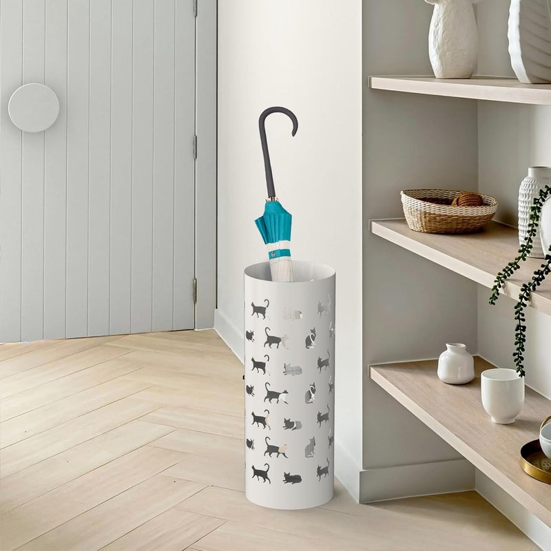 Mango Steam Round Cat Parade Umbrella Stand 22" Tall, White - Image 4