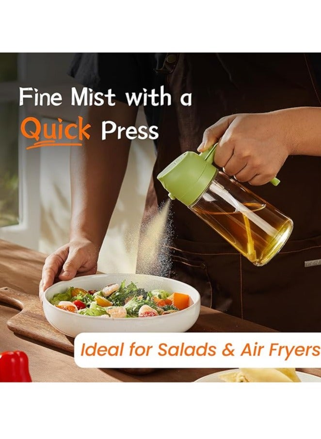 Arabest 16oz/470ml Glass Olive Oil Sprayer for Cooking - 2 in 1 Olive Oil Dispenser for Kitchen Gadgets, Air Fryer, Salad, and BBQ - Green - Image 3