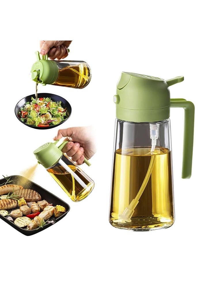 Arabest 16oz/470ml Glass Olive Oil Sprayer for Cooking - 2 in 1 Olive Oil Dispenser for Kitchen Gadgets, Air Fryer, Salad, and BBQ - Green - Image 1