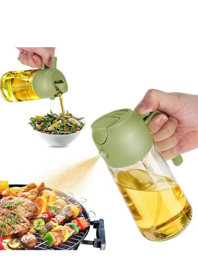 Arabest 16oz/470ml Glass Olive Oil Sprayer for Cooking - 2 in 1 Olive Oil Dispenser for Kitchen Gadgets, Air Fryer, Salad, and BBQ - Green - Image 2
