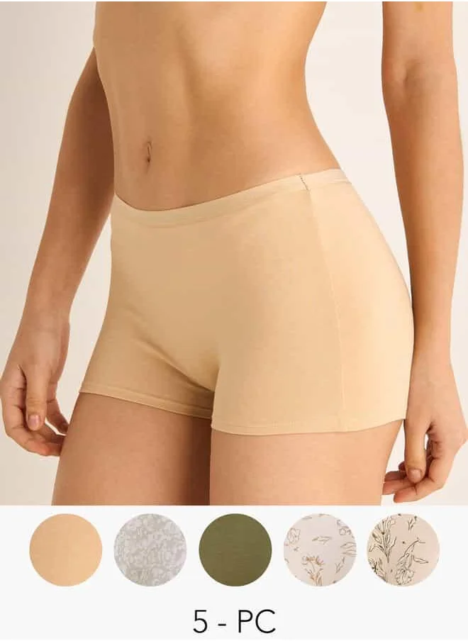 فاف Set of 5 - Boyshort Briefs with Elasticated Waistband