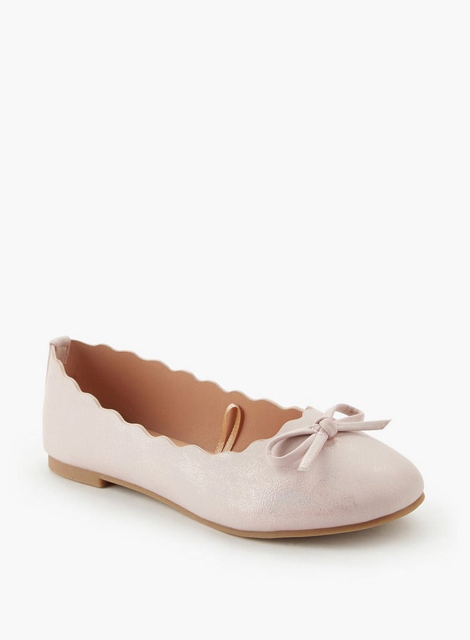 Little Missy Girls Scallop Trim Ballerina Shoes - Image 1