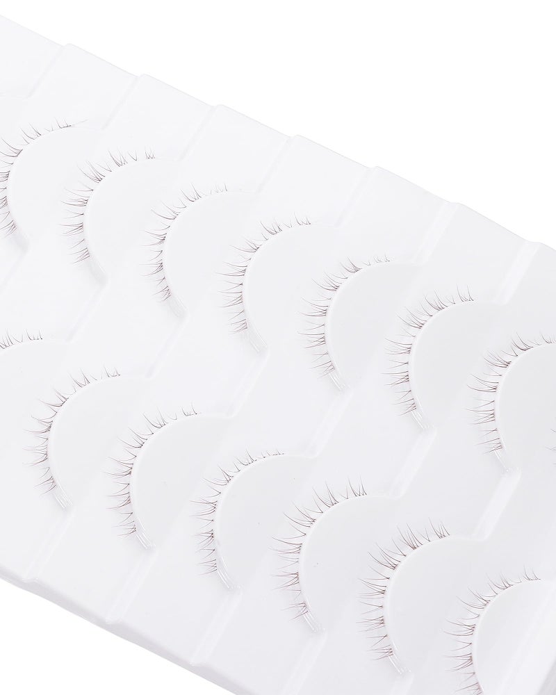 outopen 10 Pairs Brown Lashes Clear Band Brown Manga Lashes Japanese Anime Cosplay Eyelashes Asian False Eyelashes Natural Look Like Individual Clusters(A01-Manga Lashes 8-13mm) - Image 5