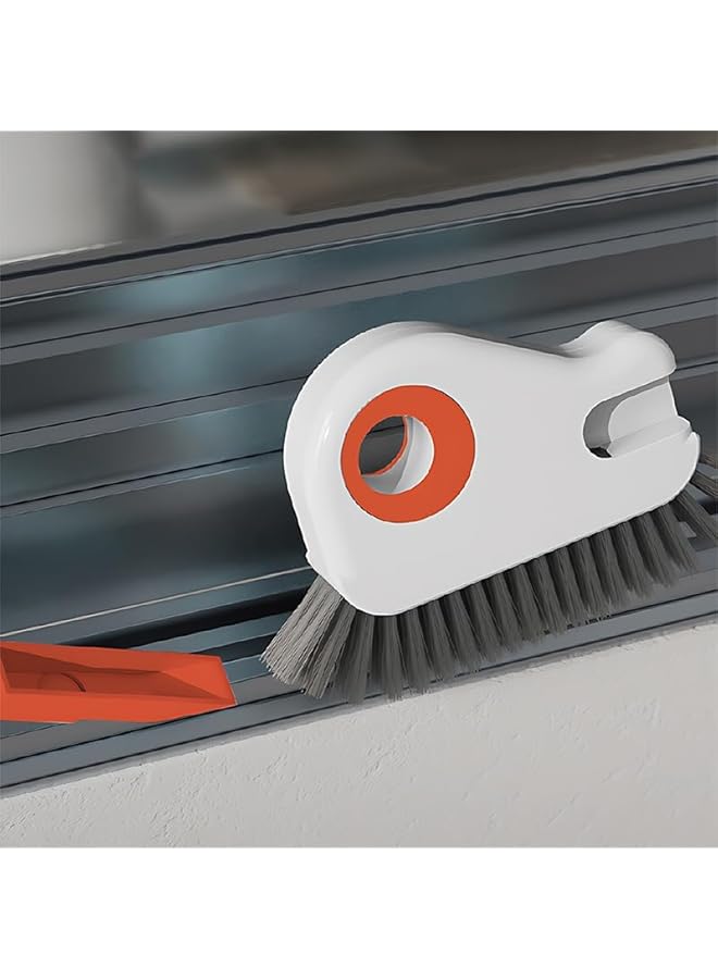 PROMASS 2 in 1 Groove Cleaning Brush Window Track Cleaning Tools, 2024 New Multifunction Hard Bristle Crevice Cleaning Brush with Hidden Scraper, Grout Cleaner Grip Brush for Sliding Door Track(Orange,2PCS) - Image 4