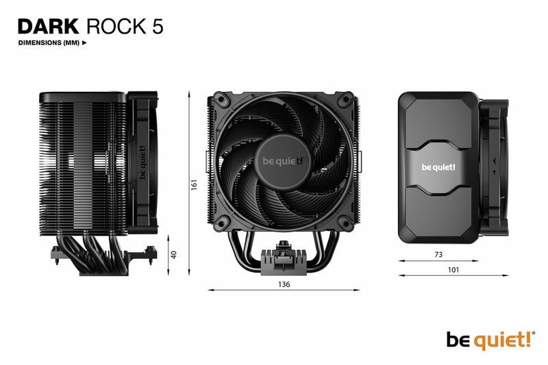 be quiet! Dark Rock 5 CPU air Cooler | Extremely high Cooling Performance | 6 high-Performance Heat Pipes | Silent Wings 4 120mm PWM Fan | high RAM and VRM Cooler Compatibility | BK035 - Image 5
