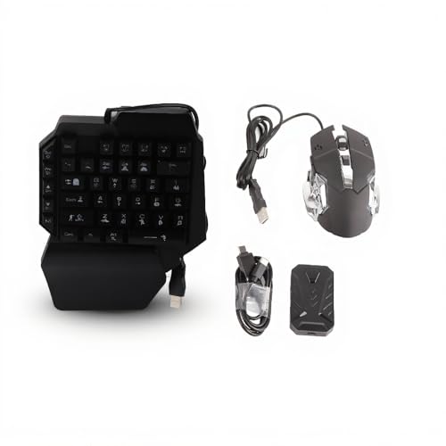 Tangxi One Hand Gaming Keyboard and Mouse Combo,RGB Backlit Half Handed Mechanical Keypad,USB Wired Keyboard Mouse and Mouse Pad Set for for for XboxONE - Image 1