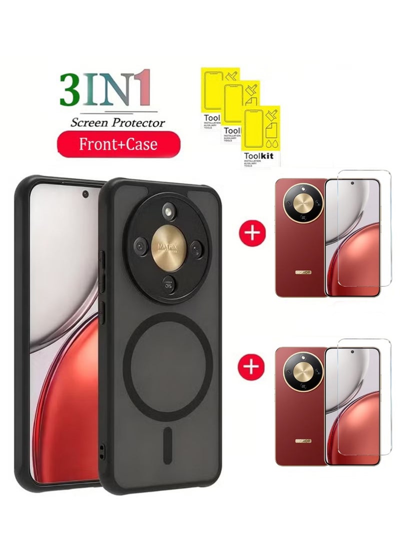 X-level for Honor X9d Case Cover and 2 Pcs Screen Protector,Magnetic Slim Translucent Matte Hard Back Soft Bumper Anti-Fingerprint Shockproof Phone Case for X9d 5G - Image 1