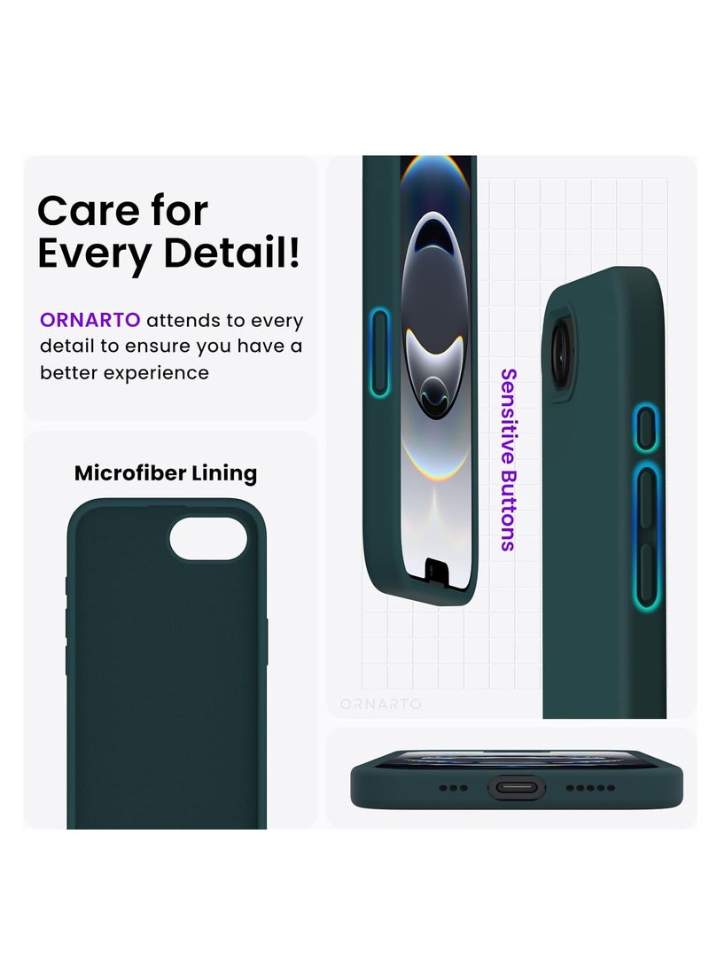 MIGOFAST iPhone 16e Case 6.1 2025 Liquid Silicone 3 Layers Full Covered Soft Gel Rubber Phone Case Shockproof Protective Cover with Anti Scratch Microfiber Lining Olive Green - Image 4