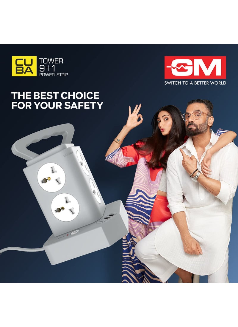 GM GM 91 GHoop Tower Spike Guard with A C Type USBMaster SwitchIndicator Safety Shutter 18 Mtr Wire with Overload Protection 8 International sockets 3 USB Port 1 C Type 2 A Type 31A  - Image 3