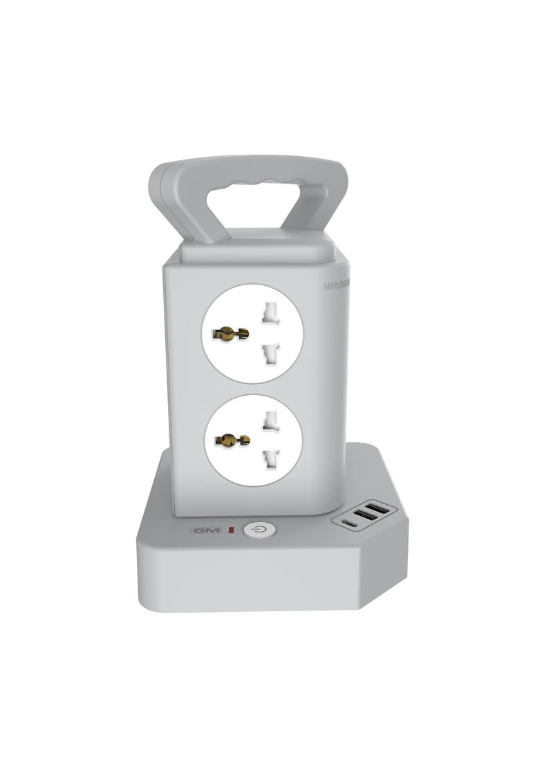 GM GM 91 GHoop Tower Spike Guard with A C Type USBMaster SwitchIndicator Safety Shutter 18 Mtr Wire with Overload Protection 8 International sockets 3 USB Port 1 C Type 2 A Type 31A  - Image 2