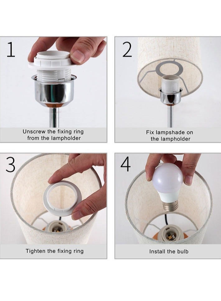 dida-cosmos Touch Control Table Lamp Bedside Lamp with USB Port Round Flaxen Fabric Shade (LED Bulb Included) - Image 3