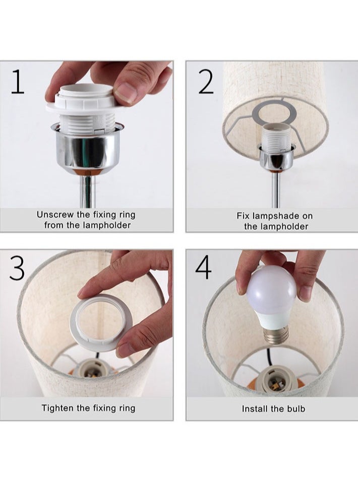 dida-cosmos - Touch Control Table Lamp Bedside Lamp with USB Port Round Flaxen Fabric Shade (LED Bulb Included) - Image 1