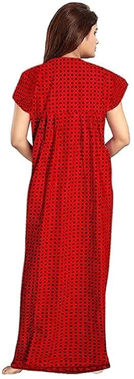 KBNBJ Nighty for Women Cotton Printed Maxi Gown Ankle Length Nighty Night Dress Gown for Women Maxi - (Pack of 2) (Free Size, 9 Ruby Red & Tomato Red) - Image 4