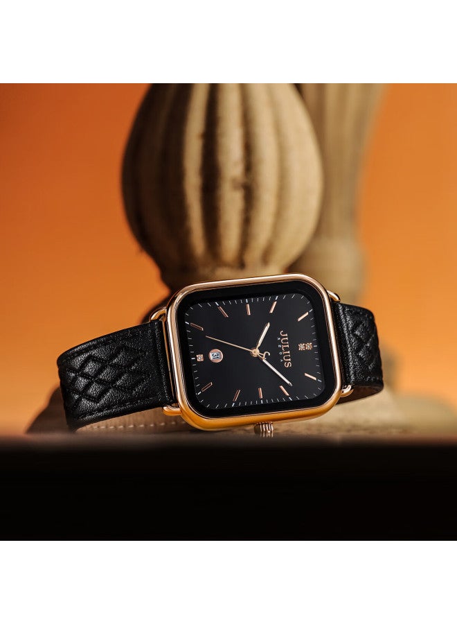 Julius Women's Woven Style Calendar Student Watch Zirconium Light Luxury Versatile Quartz Black Strap Black Dial Ja-1531d - Image 5