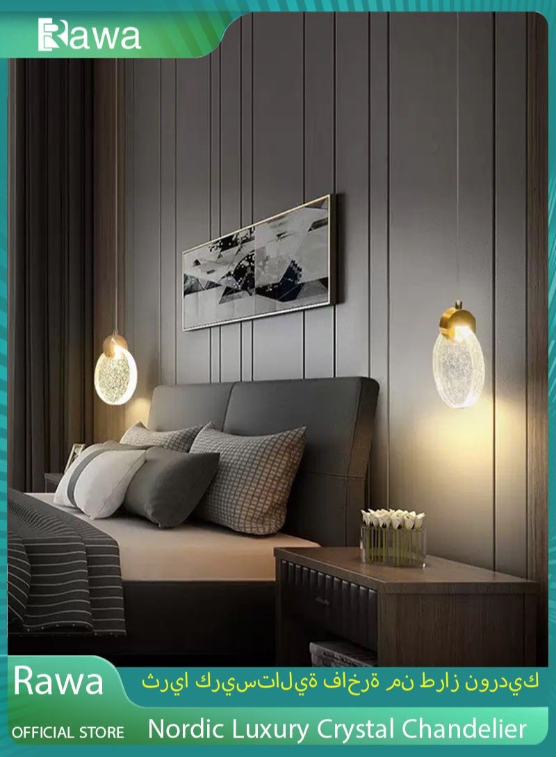 روعة مصباح معلق فاخر من الكريستال الشمالي | مصباح LED ثلاثي الألوان قابل للتعتيم | مصباح معلق صناعي عصري لإضاءة غرفة الطعام، مناسب لغرف النوم والممرات والقاعات والمطابخ وغرف المعيشة ومناطق المدخل. - Image 1