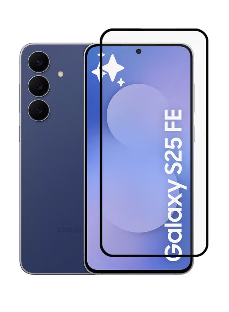 واقي شاشة لهاتف سامسونج جالكسي S25 FE - زجاج مقسّى فاخر يغطي الشاشة بالكامل لهاتف سامسونج جالكسي S25 FE، شفافية عالية، لمسة رقيقة، مضاد للانفجار، حواف مقوسة ناعمة، سهل التركيب