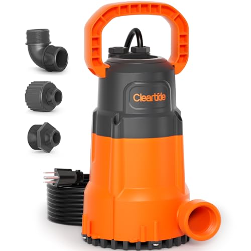 Cleartide Submersible Utility Water Pump, 1/2 HP 3060 GPH, Thermoplastic Portable Plug & Work, Ideal for Pool, Flooded Basement, Hot Tub, Pond & Garden Draining, Debris-Handling up to 3/8", 10 FT Cord - Image 1