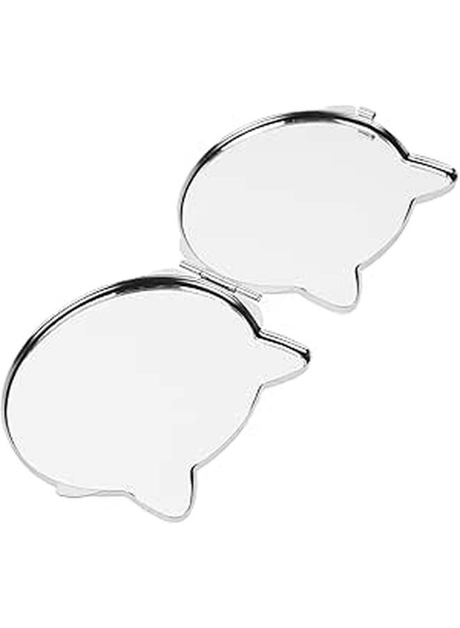 Cat Shaped Portable Double Sided Compact Pocket Mirror Pink For Travel Makeup - Image 1