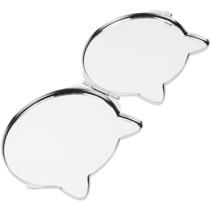 Cat Shaped Portable Double Sided Compact Pocket Mirror Pink For Travel Makeup - Image 2