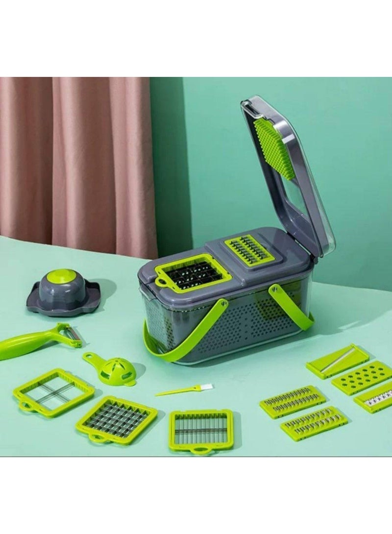 قطاعه نايسر دايسر المتكاملة 22 قطعة مع علبة ثلاجة ومصفاة – الحل الأمثل لتقطيع الخضروات والفواكه بسهولة وسرعة TH - Image 5