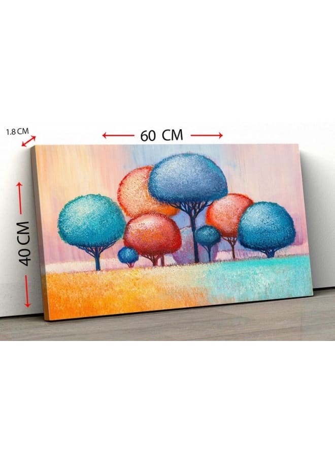 هوم جاليري لوحة فنية جدارية من القماش، صورة تجريدية مؤطرة لأشجار ملونة، 120×80 سم - Image 4