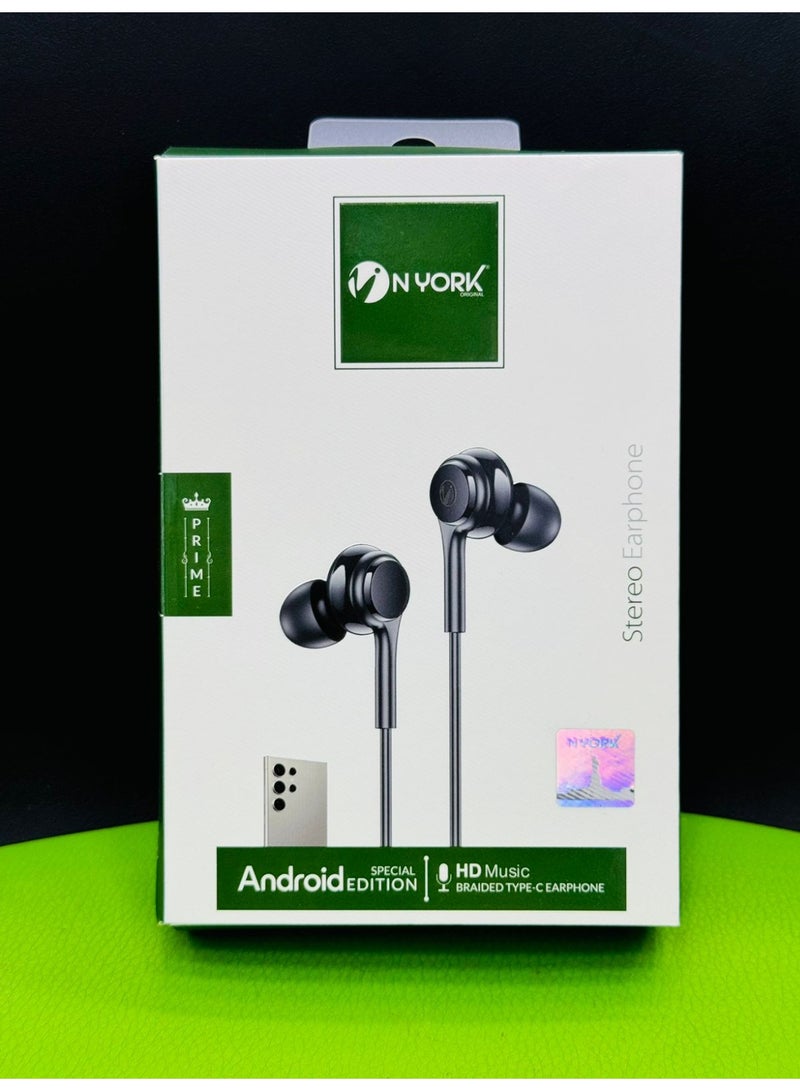 NYORK WIRED STERIO EARPHONE TYPE C FOR ANDROID AND IPHONE HD MUSIC