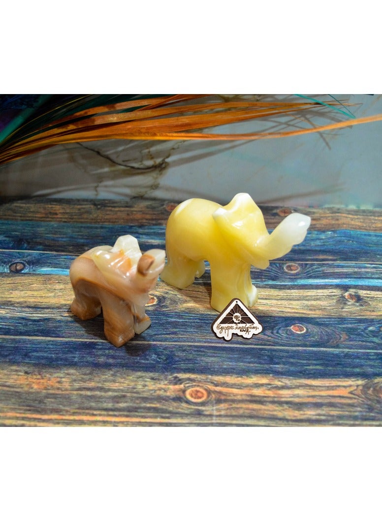 Egypt Antiques Two elephant figures made of alabaster stone from Egypt Antiques, handmade 100% natural - Image 2