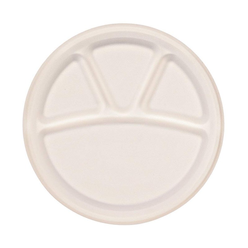 SANWALSA Set of 20115 inch Diameter Off White Paper Plates with 4 Section Biodegradable Eco Friendly Leak Proof One time UsageDisposable - Image 1