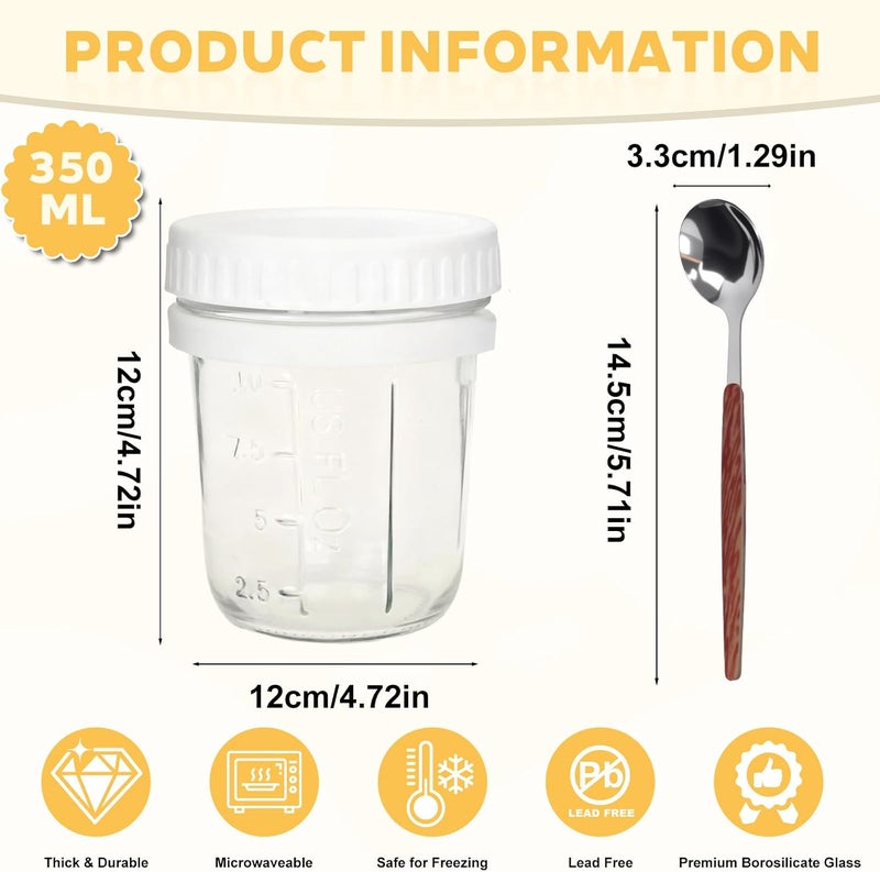 UREVO 2 Pack Overnight Oats Jars with Lid and Spoon - 10 oz Food Storage Containers - Image 2