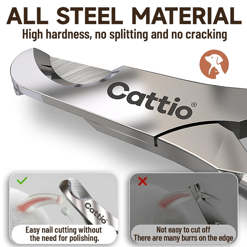 Cattio Dog Nail Clippers - All Steel Material, Built-in Spring,Heavy Duty Dog Nail Trimmer Full Metal Razor Sharp Professional for All Dogs Cats with Thick Toena,Dog Nail Trimmers - Image 2