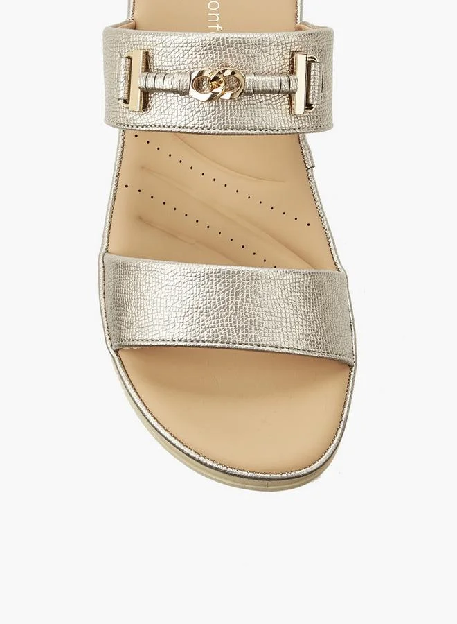 Le Confort Women Metallic Detail Slide Sandals