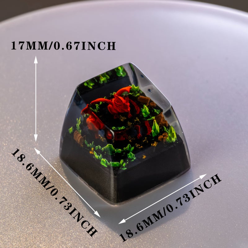 Handcrafted Resin Keycaps Crimson Dragon Guardian Keycap For Mechanical Keyboards 3D Luminous Decor Evil Dragon Treasure Chest Cherry MX Switches - Image 5