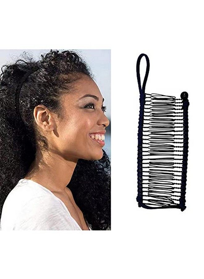 NaRaMax Black Banana Hair Clip Comb Stretch Banana Comb Clincher Comb Adjustable Banana Hair Clamp Ponytail Holder For Women Girls Thick Wavy Hair Curly Hair - Image 3
