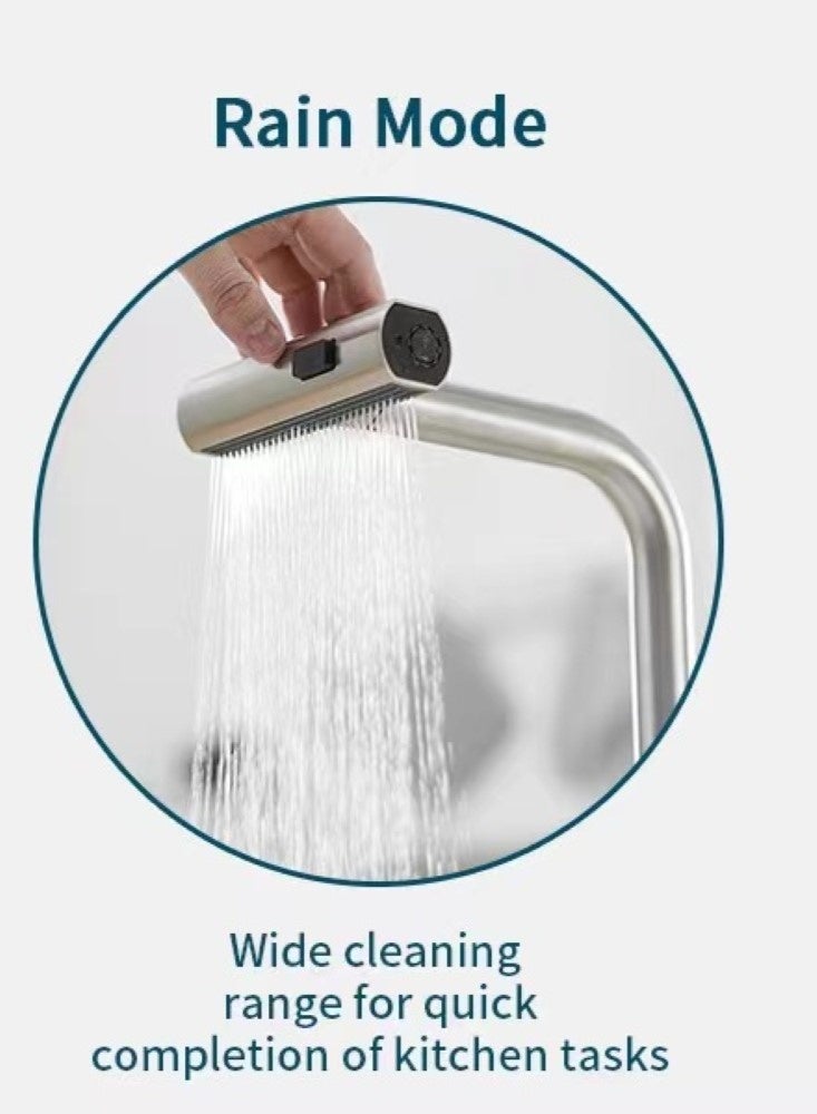 Kutis 1-Piece Kitchen Faucets With Pull Down Sprayer Single Handle Kitchen Faucet 360° Stainless Kitchen Sprayer With 3 Spraying Modes Silver - Image 4