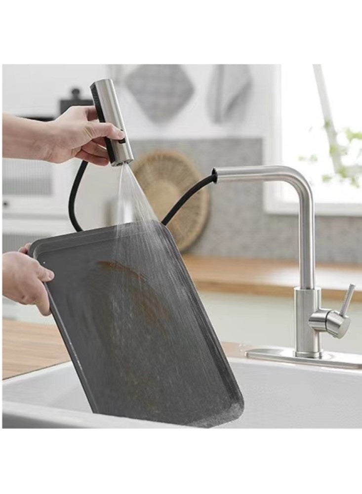 Kutis 1-Piece Kitchen Faucets With Pull Down Sprayer Single Handle Kitchen Faucet 360° Stainless Kitchen Sprayer With 3 Spraying Modes Silver - Image 3