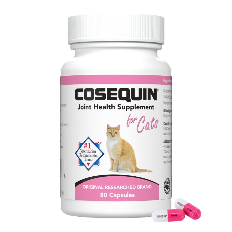 COSEQUIN Nutramax Laboratories Cosequin Joint Health Supplement for Cats - With Glucosamine and Chondroitin, 80 Capsules - Image 1