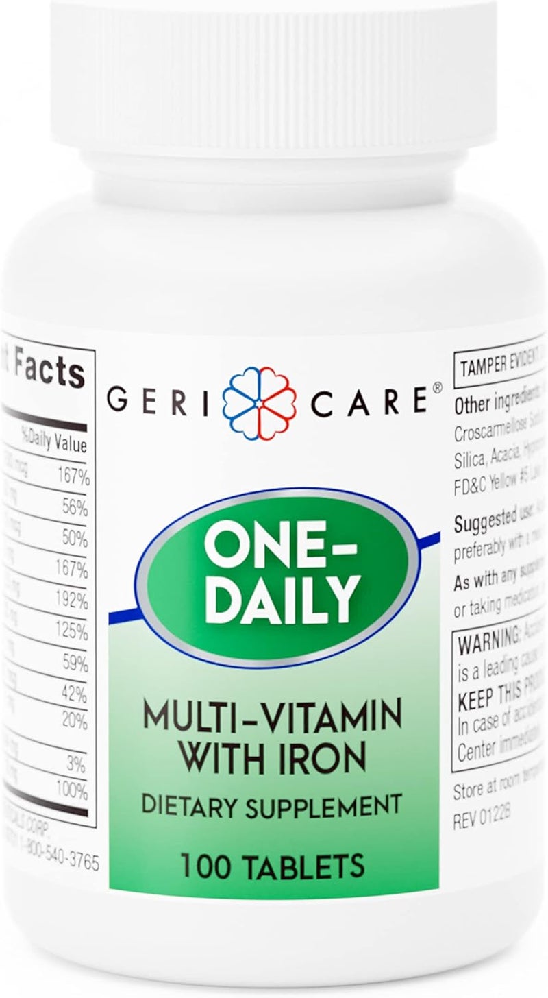 GeriCare One-Daily Multi-Vitamin with Iron Tablets for Adults - Image 1