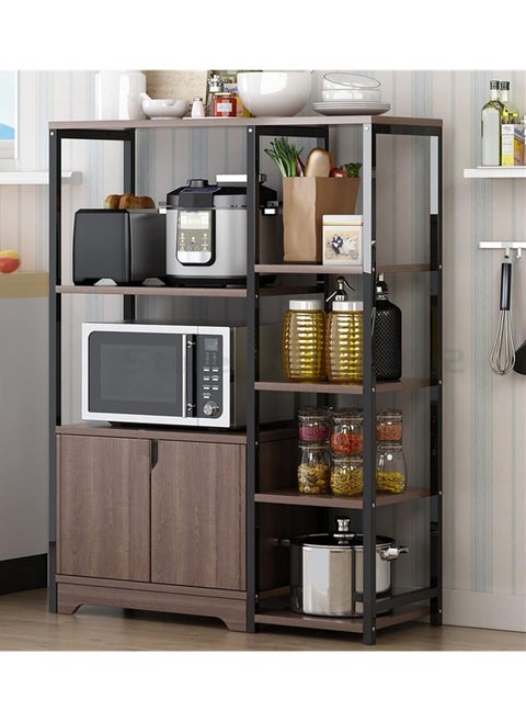 4-Tier Kitchen Rack with Storage Cabinet,Multi Function Microwave Ovens Stand,Wooden Standing Shelf,Save Space Standing Spice Holder for Storage Utensils, Vegetable, Fruit