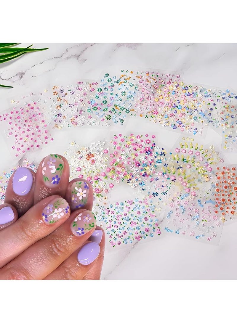 KHAJUL 24-Sheet Floral Nail Art Stickers, 3D Self-Adhesive Daisy Flower Decals, Elegant Nail Design Accessories for Women and Girls (Multicolor) - Image 3