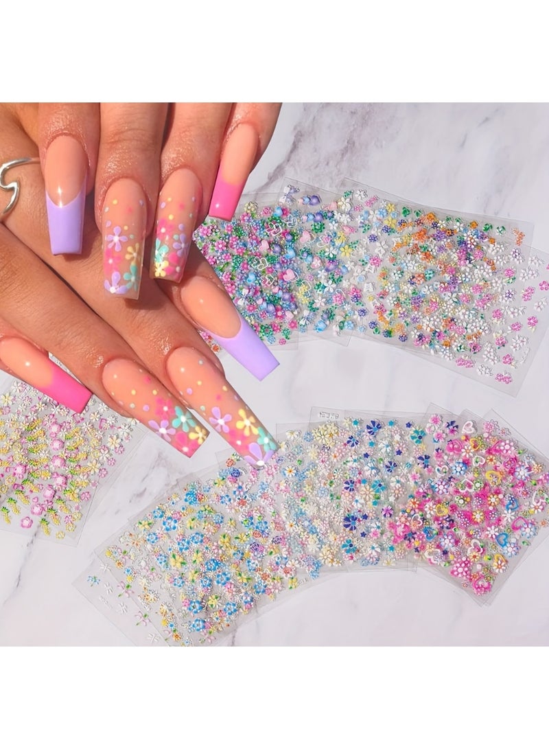 KHAJUL 24-Sheet Floral Nail Art Stickers, 3D Self-Adhesive Daisy Flower Decals, Elegant Nail Design Accessories for Women and Girls (Multicolor) - Image 2