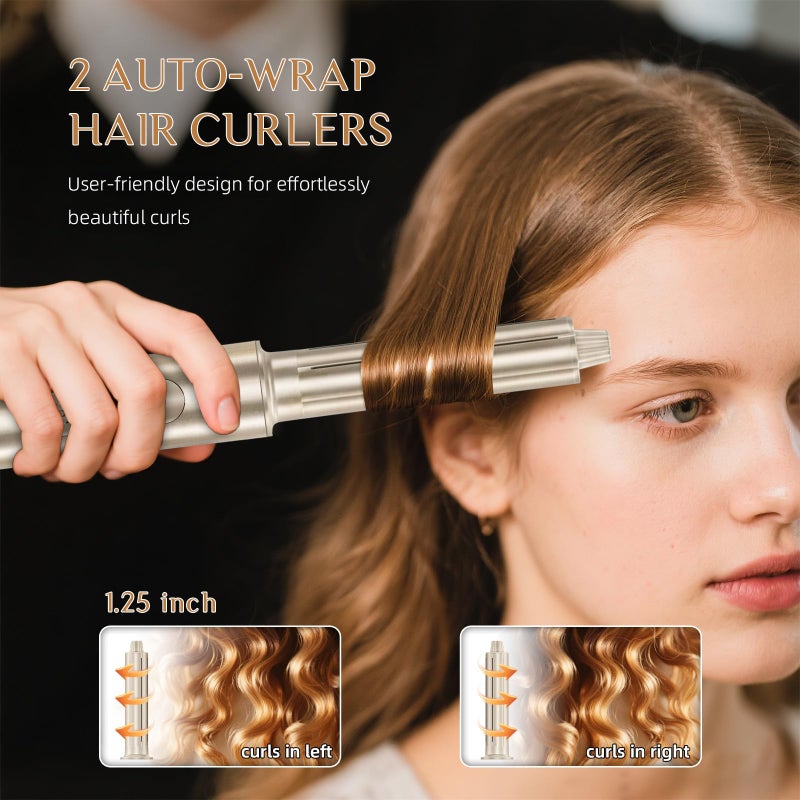 DORISILK 8 in 1 Hair Styler & Hair Dryer Brush Blow Dryer, 110,000 RPM High-Speed Hot Brush Styler and Auto Wrap Curlers, Ionic Smooth for Straightening Curling Volumizing Fast Drying, Champagne Gold - Image 5