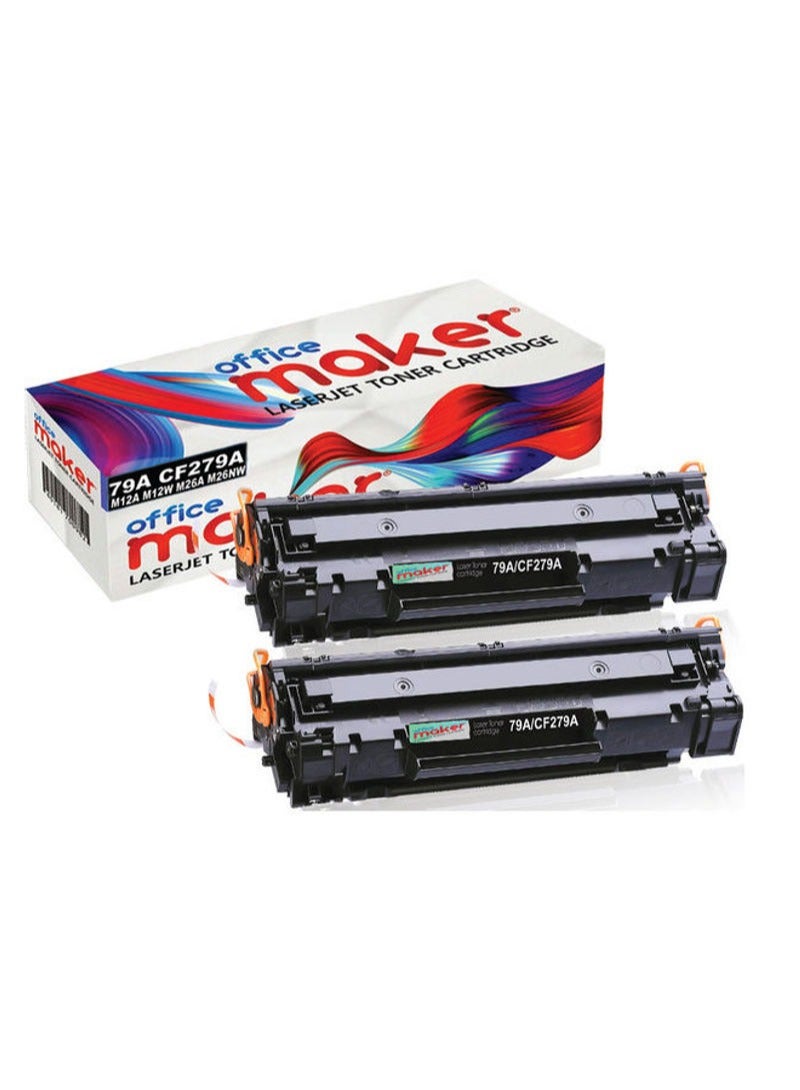 Office Maker 2-Piece Toner Cartridge Set For HP LaserJet Pro M12a, M12w, M26, MFP M26a Printer Black - Image 1