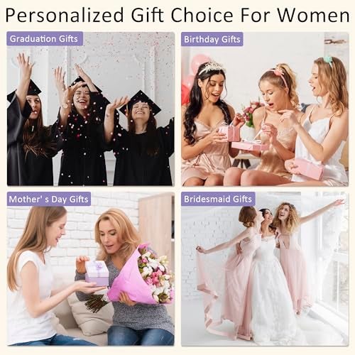 CLOUDWINGS Gifts for Women Bridesmaid Gifts Personalized Initial Makeup Bag PU Leather Cosmetic Waterproof Travel Toiletry Bag (Pink A) - Image 2
