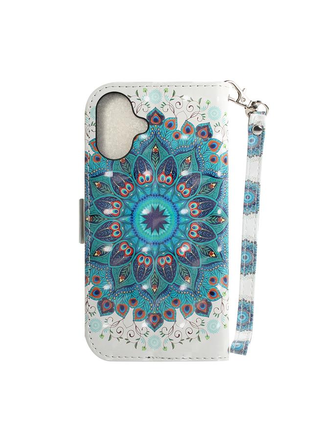 اس-توب جراب هاتف iPhone 16 Plus من الجلد ثلاثي الأبعاد ملون أفقي قابل للطي - Image 3