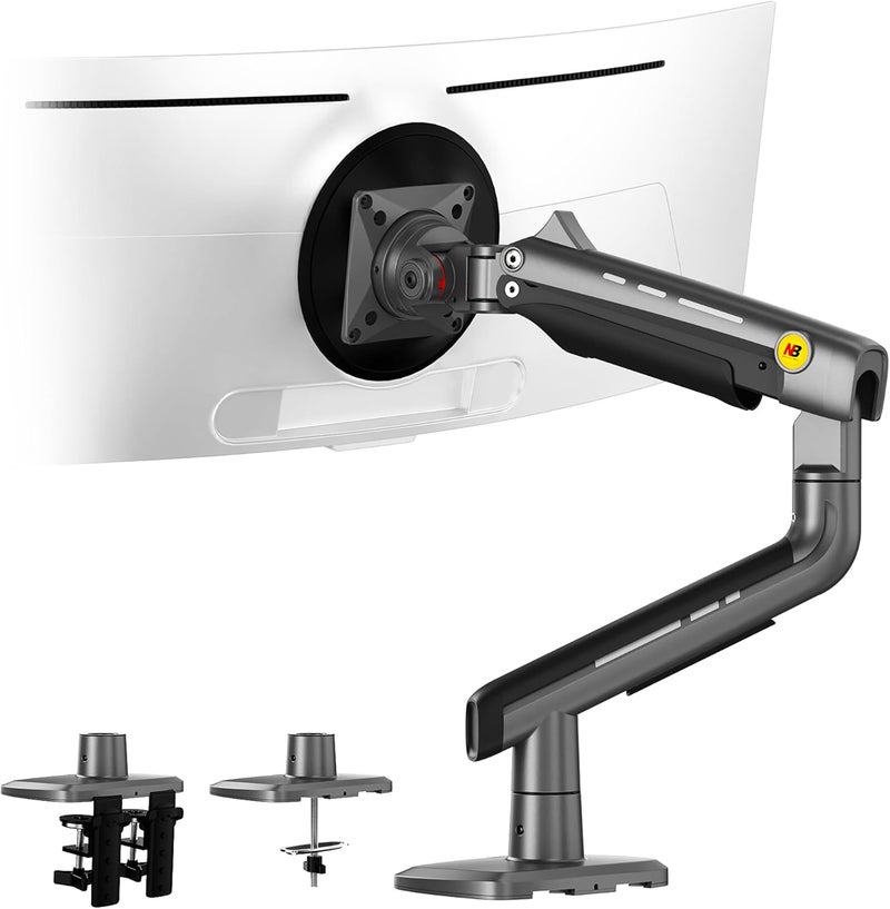 NB ERGONOMIC Heavy Duty Gaming Monitor Arm for Flat/Ultrawide/Curved Monitors 32 to 60 inch, Heavy Duty Monitor Stand Load up to 20 kg, VESA 75/100 mm Mount (Grey Black) F5-G - Image 1