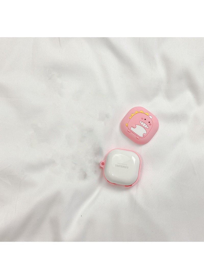 Case Compatible with Samsung Galaxy Buds 2 Case (2021) / Galaxy Buds Pro Case (2021) / Galaxy Buds Live/Buds 2 Pro Cartoon Silicone Full Protective Cute Covers for Girls Women Pink Dinosaur - Image 4