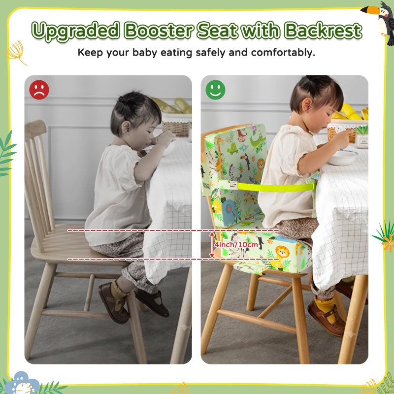 Vahlbeste Booster Seat for Kitchen Chair with Backrest & 4 Adjustable Straps, Portable TPU Waterproof & Anti-Scratch Toddler Booster Seat for Dining Table, Removable & Non-Slip - Image 3