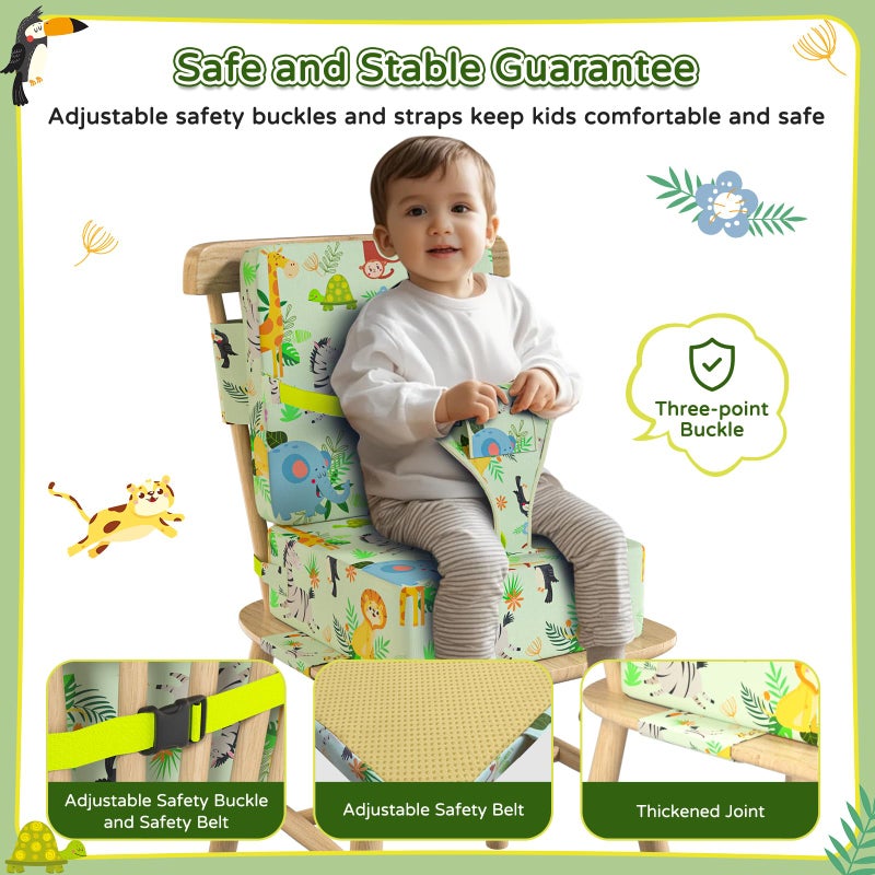 Vahlbeste Booster Seat for Kitchen Chair with Backrest & 4 Adjustable Straps, Portable TPU Waterproof & Anti-Scratch Toddler Booster Seat for Dining Table, Removable & Non-Slip - Image 4